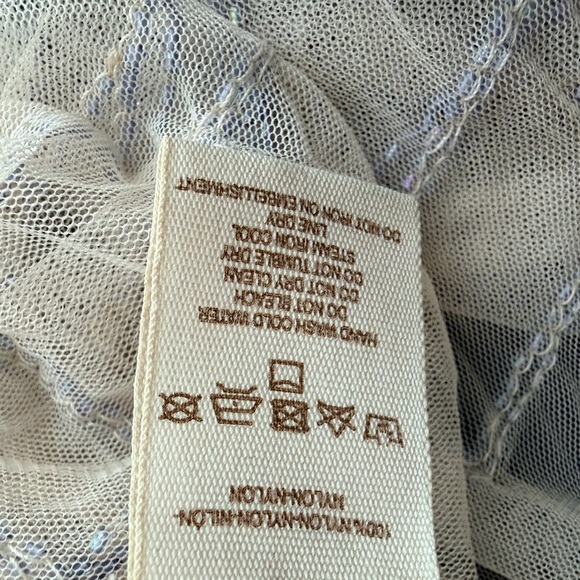 Free People Beaded Mesh Mini Slip Dress – Size Large - Picture 11 of 11